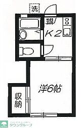 ヴァンヴェールII 1階1Kの間取り