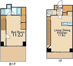 HF中野坂上レジデンス 1階1LDKの間取り