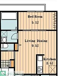 東京メトロ丸ノ内線 東高円寺駅 徒歩11分の賃貸マンション 2階1LDKの間取り