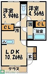 aise village 1階2LDKの間取り