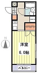 スカイコート久我山 2階1Kの間取り