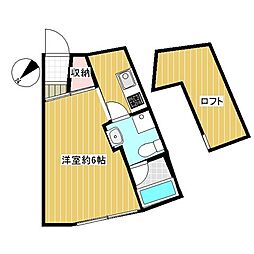 パークテラス仙川 3階1Kの間取り