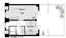 アマドリア豪徳寺 1階1Kの間取り