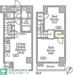 アジールコート三宿テラス 2LDKの間取図画像