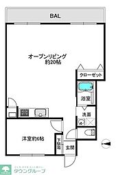 永谷リヴュール新宿 1LDKの間取図画像
