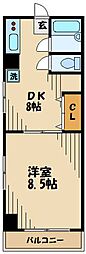 ハウスチェリー千歳台 1DKの間取図画像