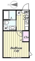 granty浜田山 1Kの間取図画像