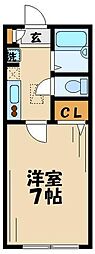 シェソワボヌール 1Kの間取図画像