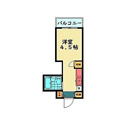 プリンセスコート赤堤 ワンルームの間取図画像