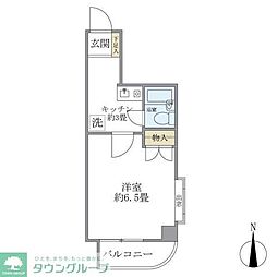 リシェス明大前 1Kの間取図画像