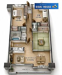 ネオハイツ高砂2 3LDKの間取図画像