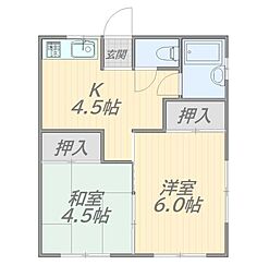 清風荘 2Kの間取図画像