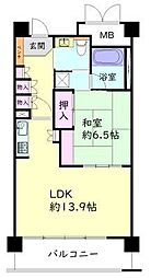 メデカマンション桂 1LDKの間取図画像