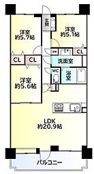 ライオンズガーデン泉中央 3LDKの間取図画像