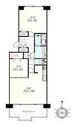 多賀城ロジュマンD棟 2LDKの間取図画像