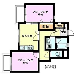 三鷹アミニティ3 2DKの間取図画像