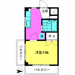 ハイツ巴 3階1Kの間取り