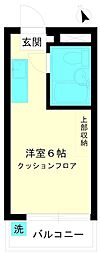 メゾン・ド・ローザス 2階ワンルームの間取り