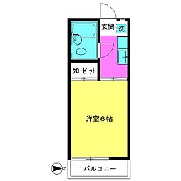 シティ・シャルロット 1Kの間取図画像