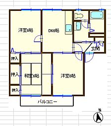 アリエス 2階3DKの間取り