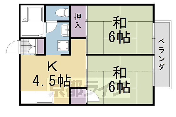 パレーシャル三木 202｜京都府京都市西京区牛ヶ瀬川原口町(賃貸アパート2DK・2階・38.60㎡)の写真 その2