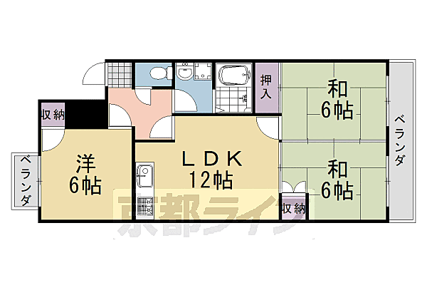 シベール桂泉 407｜京都府京都市西京区牛ヶ瀬奥ノ防町(賃貸マンション3LDK・4階・59.64㎡)の写真 その2