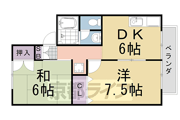 シャルマン桂川 201｜京都府京都市西京区桂上野西町(賃貸アパート2DK・2階・45.00㎡)の写真 その2