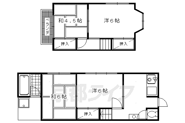 京都府向日市寺戸町西野辺(賃貸テラスハウス4K・--・58.00㎡)の写真 その2