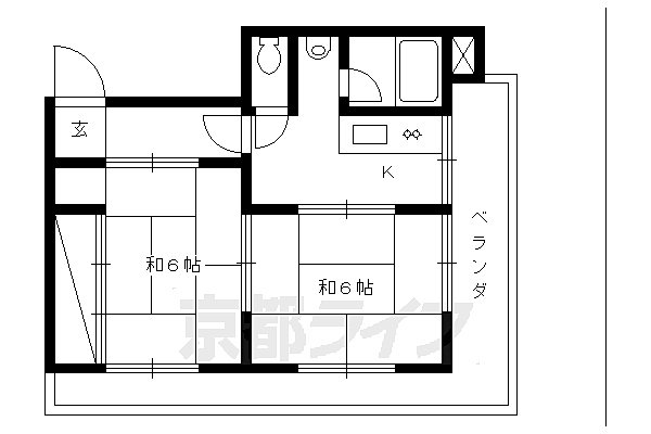 ハイツ嵯峨野 302｜京都府京都市右京区嵯峨天龍寺瀬戸川町(賃貸マンション2K・3階・39.09㎡)の写真 その2