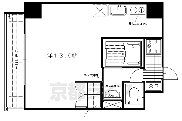 アネックス西院 401｜京都府京都市右京区西院平町(賃貸マンション1K・4階・30.84㎡)の写真 その2