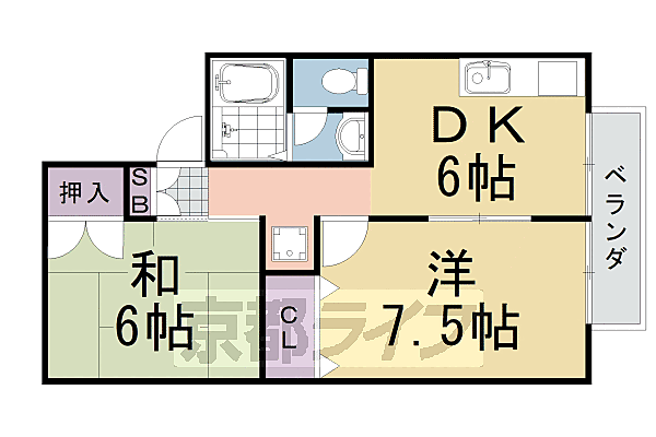 エンゼルハイム桂川 205｜京都府京都市西京区桂上野西町(賃貸アパート2DK・2階・45.00㎡)の写真 その2