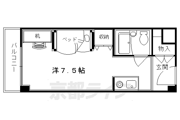 メゾン・ド・ハラ 313｜京都府京都市右京区西京極東池田町(賃貸マンション1K・3階・19.44㎡)の写真 その2