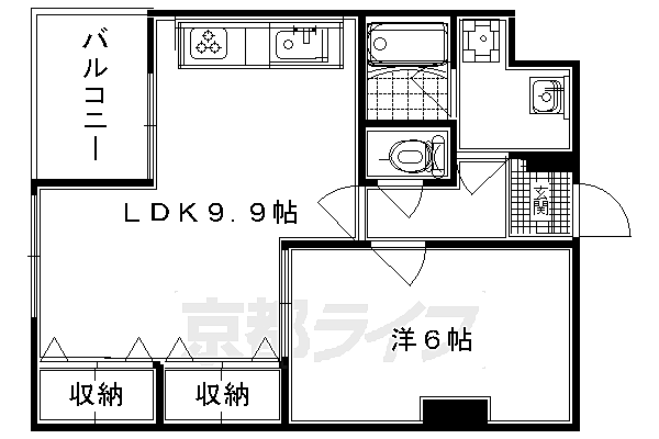 リエス西院 205｜京都府京都市右京区西院三蔵町(賃貸マンション1LDK・4階・42.98㎡)の写真 その2