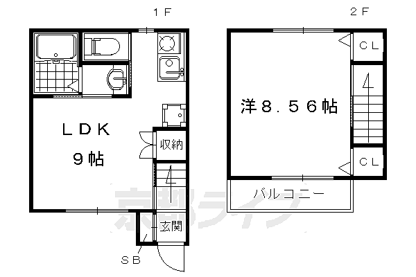 リッツハウスＫ 1｜京都府京都市右京区西院西寿町(賃貸テラスハウス1LDK・--・36.00㎡)の写真 その2