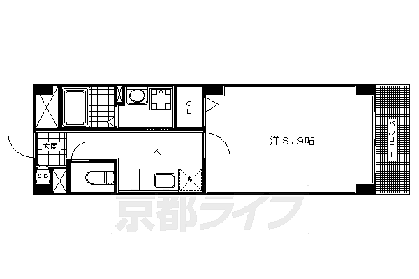 カーサミア十条 306｜京都府京都市南区東九条明田町(賃貸マンション1K・3階・28.37㎡)の写真 その2