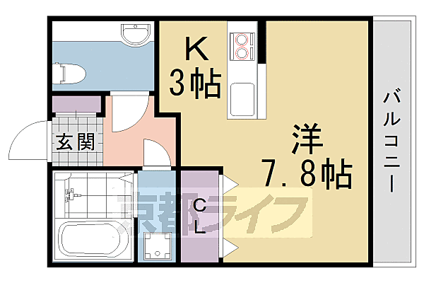 すみれコート 203｜京都府京都市西京区上桂西居町(賃貸アパート1K・2階・28.55㎡)の写真 その2