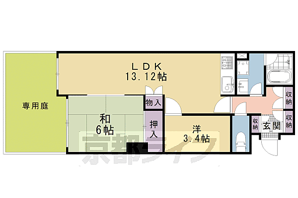 パインフィールド吉祥院 0101｜京都府京都市南区吉祥院九条町(賃貸マンション2LDK・1階・53.57㎡)の写真 その2