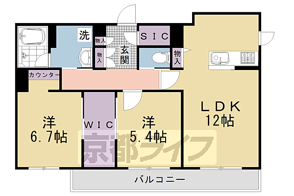 プラムベース 301｜京都府京都市中京区壬生淵田町(賃貸マンション2LDK・3階・65.40㎡)の写真 その2