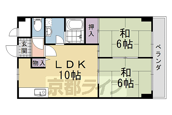 京都府長岡京市開田1丁目(賃貸マンション2LDK・4階・52.56㎡)の写真 その2