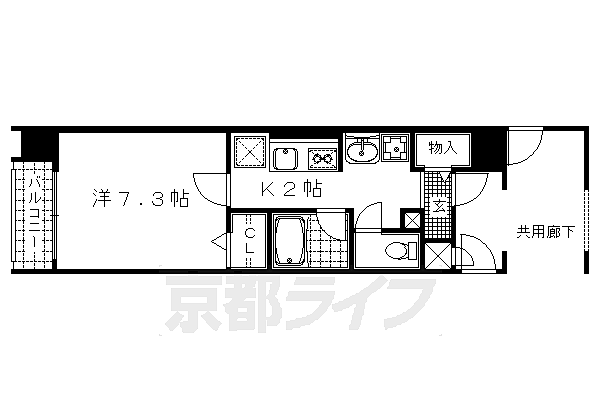 辻が花 406｜京都府京都市右京区西院矢掛町(賃貸マンション1K・4階・25.08㎡)の写真 その2