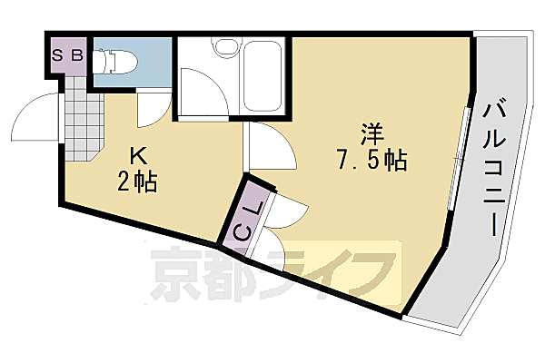 リヴィエールミヤ 305｜京都府京都市西京区上桂北村町(賃貸マンション1K・3階・20.62㎡)の写真 その2