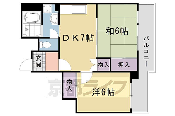 メゾン・ラ・ソワ 602｜京都府京都市右京区西院南寿町(賃貸マンション2DK・6階・46.00㎡)の写真 その2