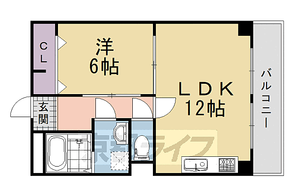 京都府京都市伏見区久我石原町(賃貸マンション1LDK・4階・44.77㎡)の写真 その2