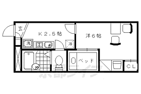 プレジール春日 108 ｜ 京都府京都市右京区西院乾町（賃貸アパート1K・1階・19.87㎡） その2