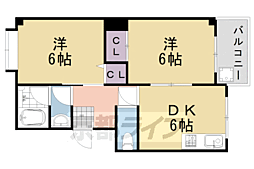 コーポ湯浅 3階2DKの間取り