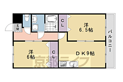 エザンス豊田 3階2DKの間取り