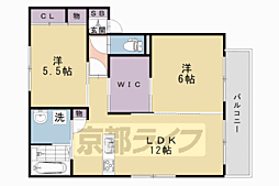 阪急京都本線 西向日駅 徒歩20分の賃貸アパート 1階2LDKの間取り