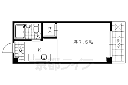プレアール西大路 5階1Kの間取り