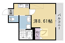 仮）フラッティ西京極 406 4階1Kの間取り