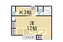 阪急京都本線 長岡天神駅 徒歩7分の賃貸アパート 2階1Kの間取り